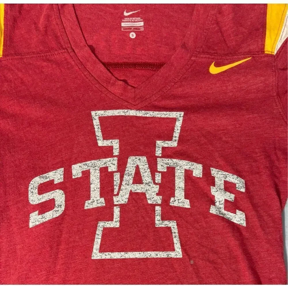 NIKE Iowa State Cyclones NCAA #1 Red Jersey T-Shirt Womens Small